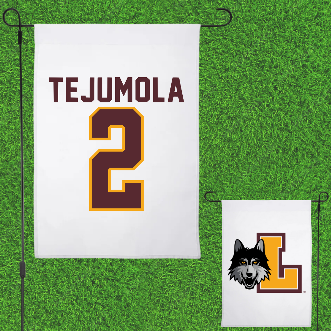 Loyola University-Chicago Soccer White Garden Flag - #2 Kamran Tejumola