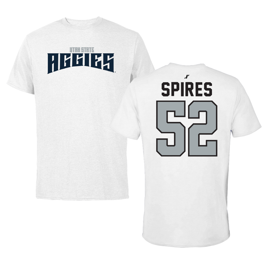 Utah State University Football White Classic Tee - #52 Blaine Spires