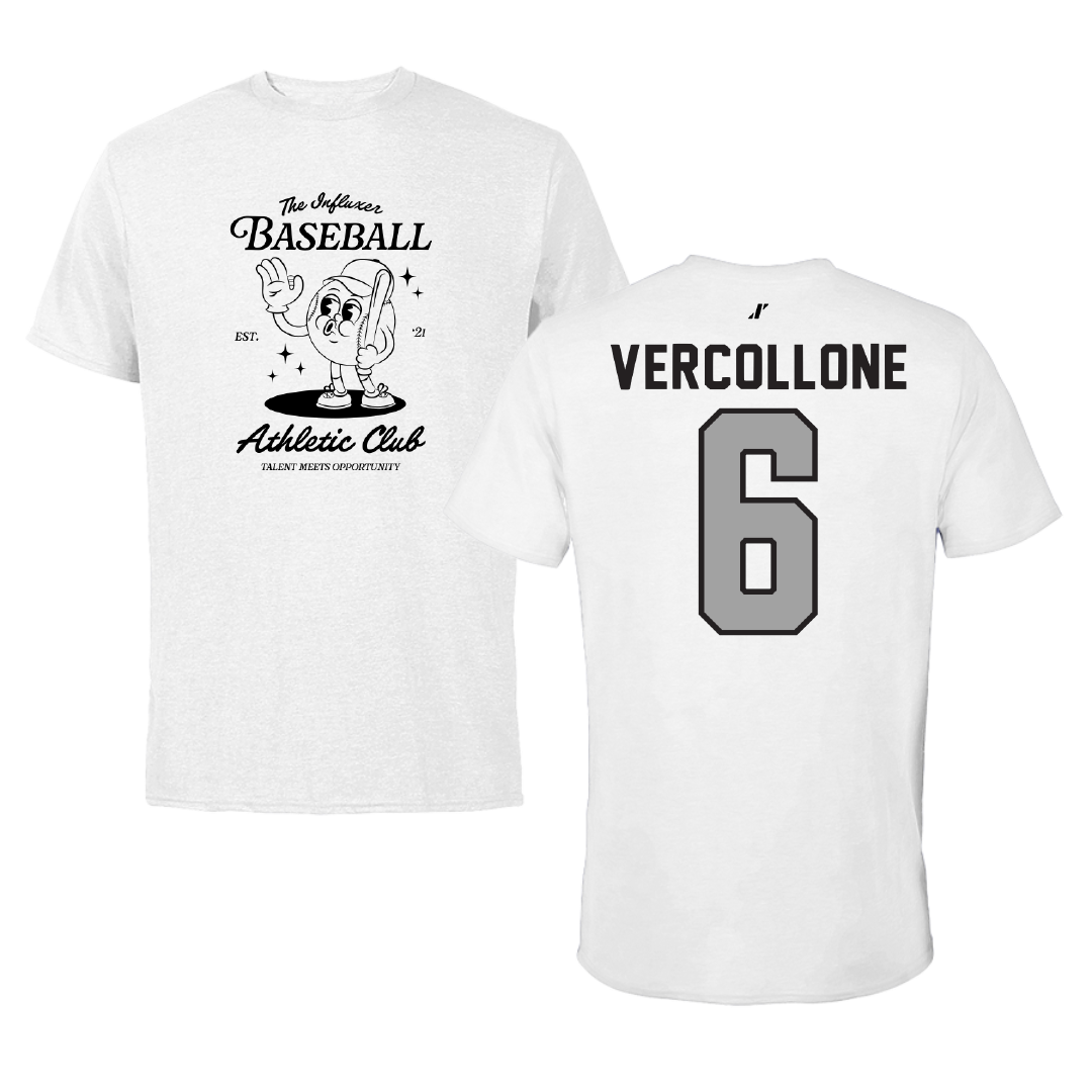 Baseball White Influxer Athletic Club Tee - #6 Conner Vercollone