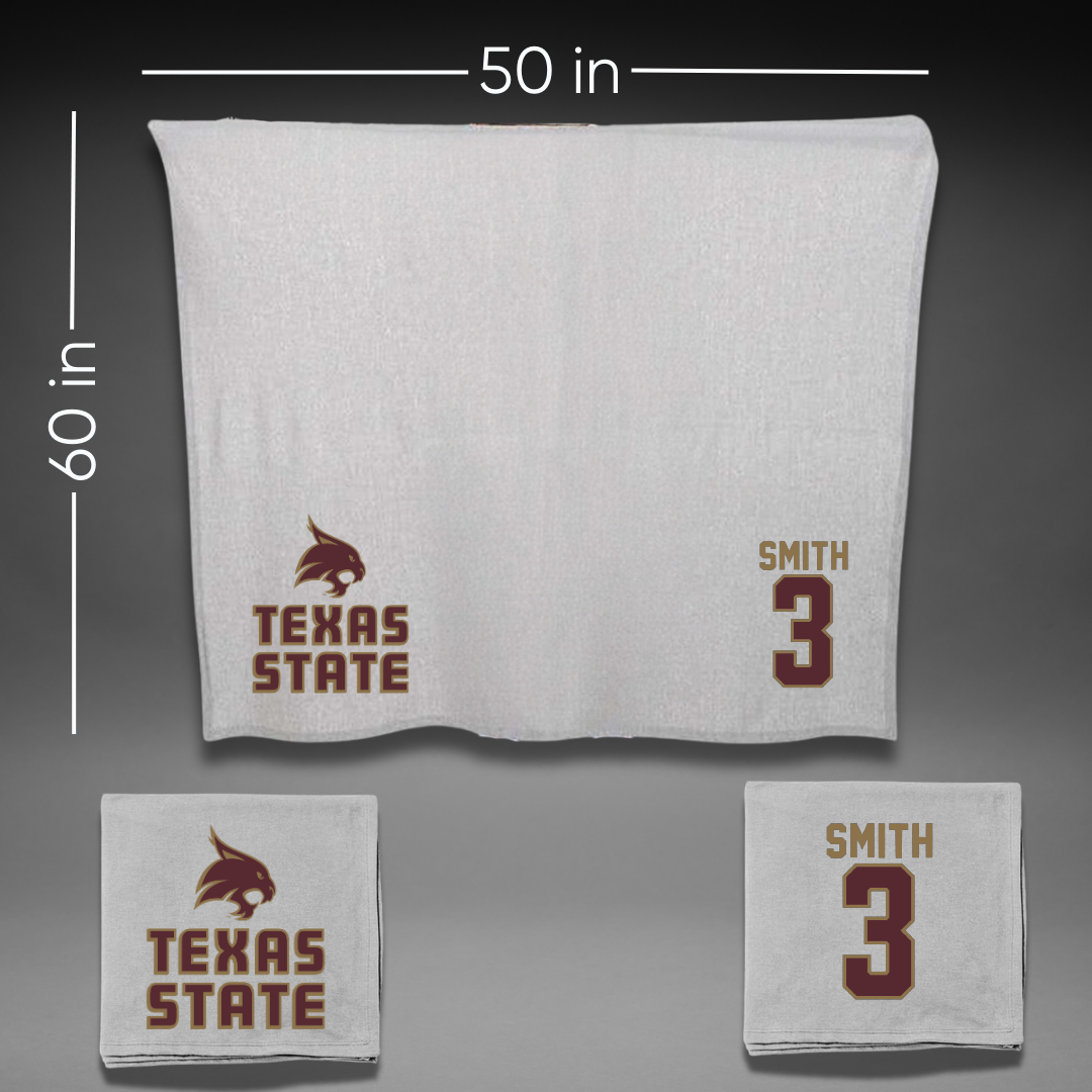 Texas State University Basketball Gray Blanket - #3 Crystal Smith