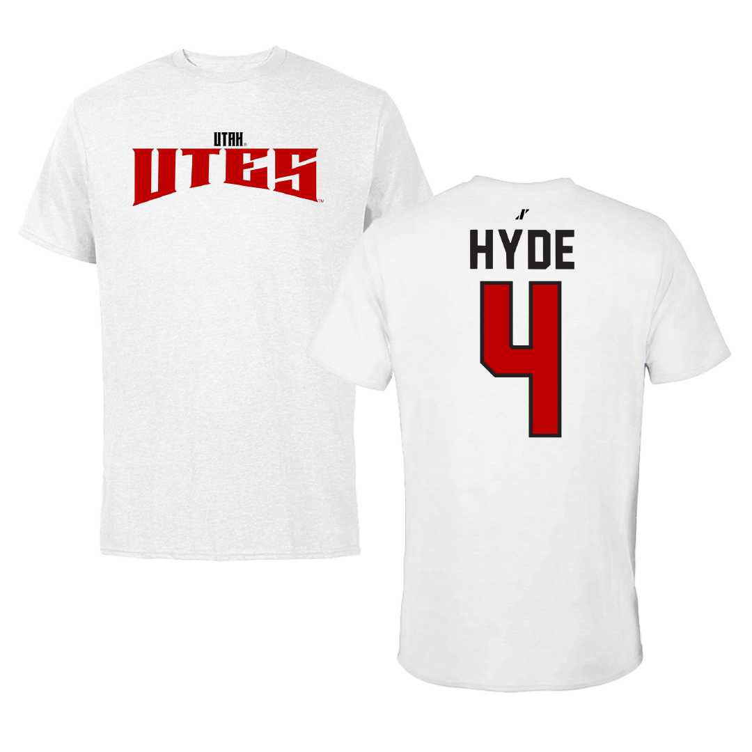 University of Utah Lacrosse White Classic Performance Tee - #4 Jordan Hyde