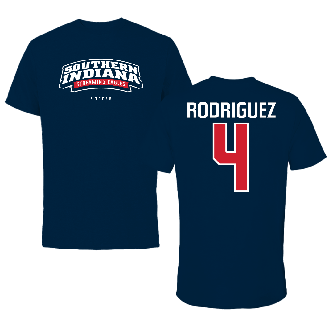 University of Southern Indiana Soccer Navy University Performance Tee - #4 Diego Rodriguez