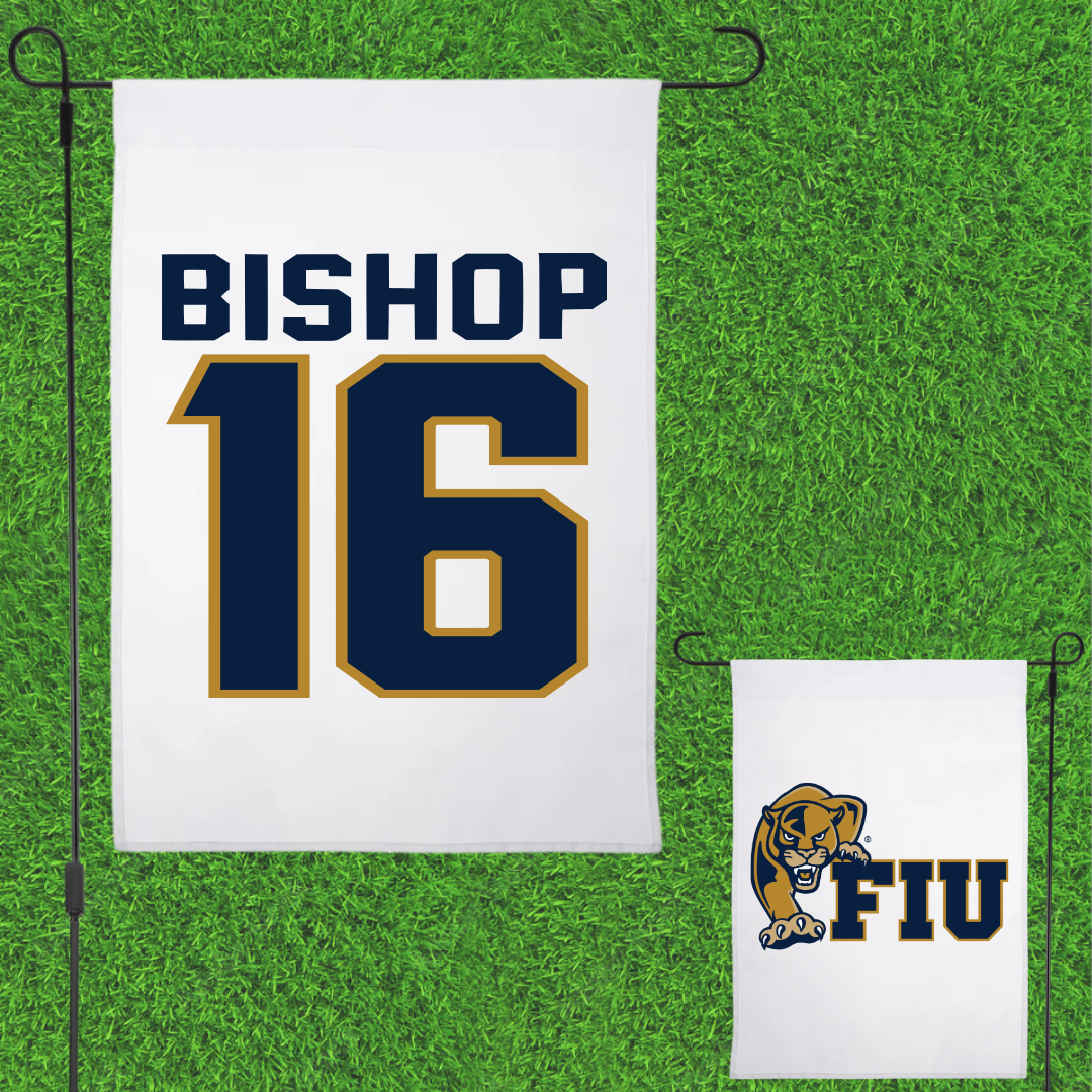 Florida International University Baseball White Garden Flag - #16 Jaydon Bishop