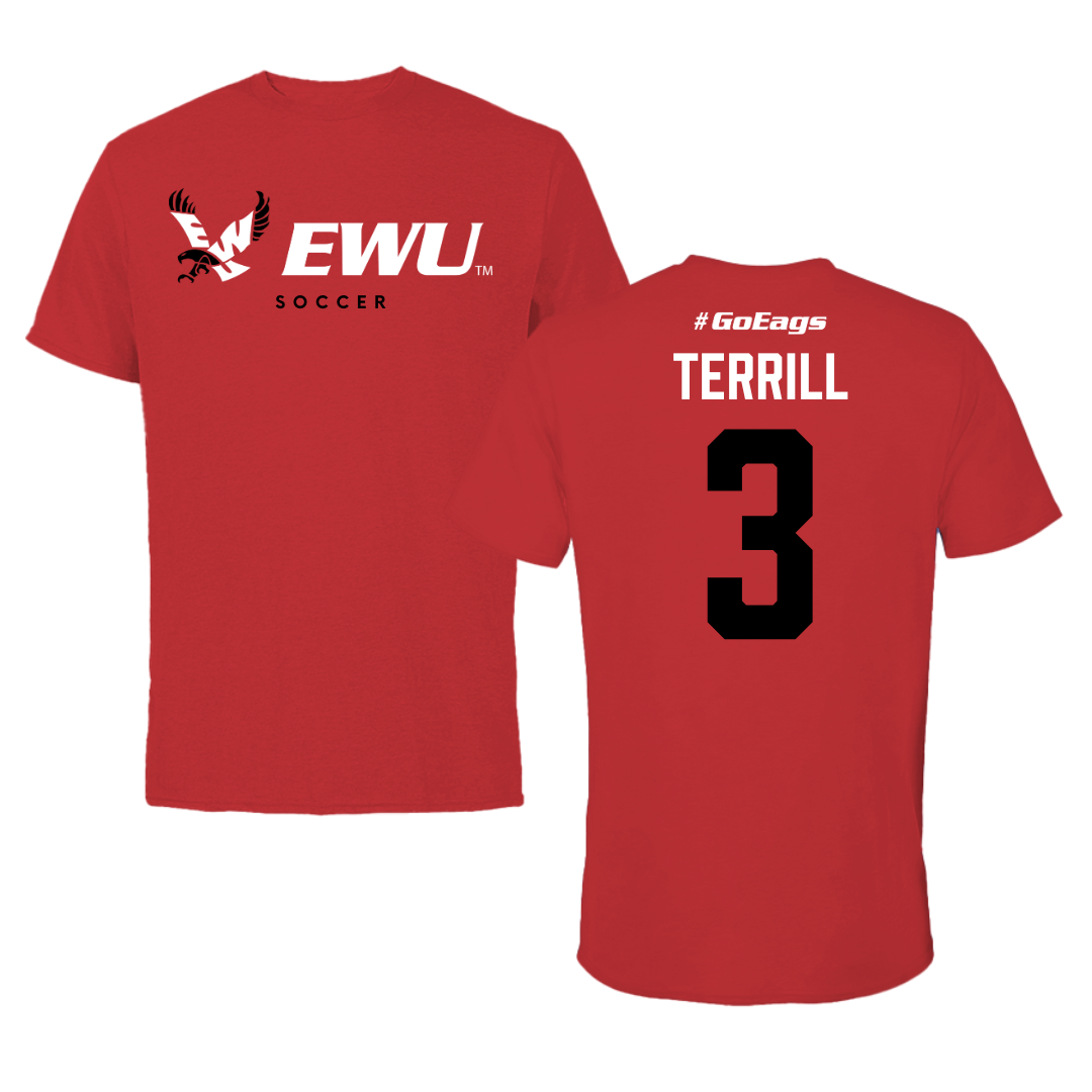 Eastern Washington University Soccer Red Block Tee - #3 Grace Terrill