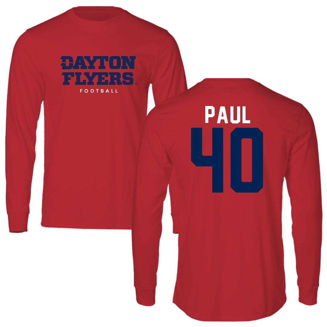 University of Dayton Football Red Long Sleeve - #40 Kyler Paul