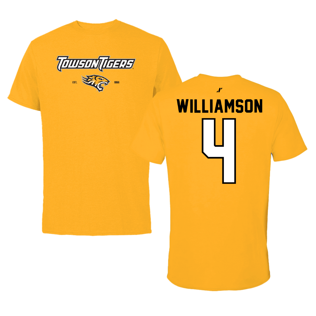 Towson University Basketball Gold General Tee - #4 Dylan Williamson