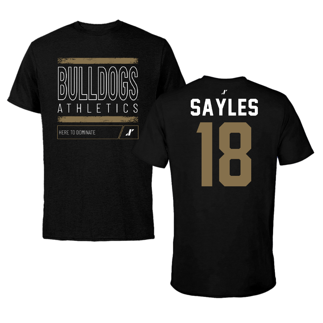 Bryant University Football Black Dominate Performance Tee - #18 Braden Sayles