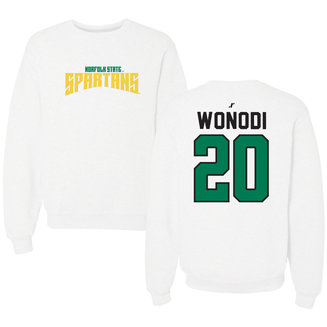 Norfolk State University Football White Classic Crewneck - #20 Jason Wonodi