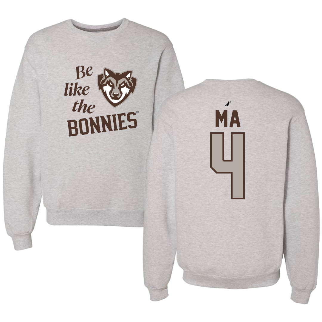 St. Bonaventure University Soccer Light Gray Be Like Us Crewneck - #4 Lilly Ma