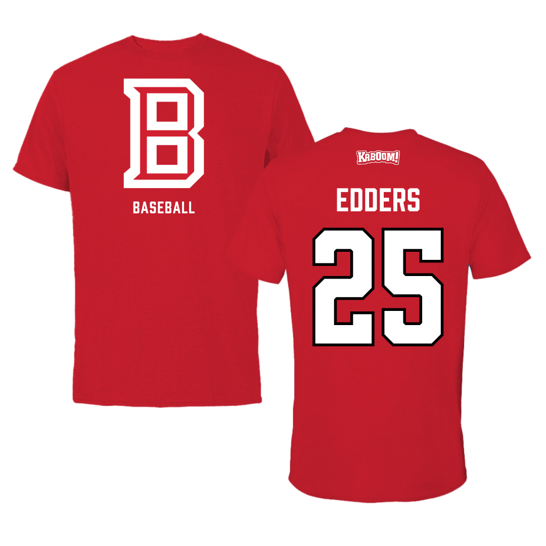 Bradley University Baseball Red Block Performance Tee - #25 Noah Edders