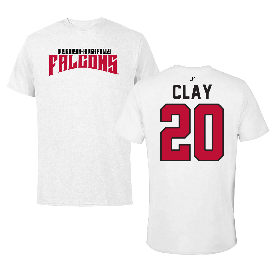 University of Wisconsin-River Falls Football White Classic Performance Tee - #20 TJ Clay