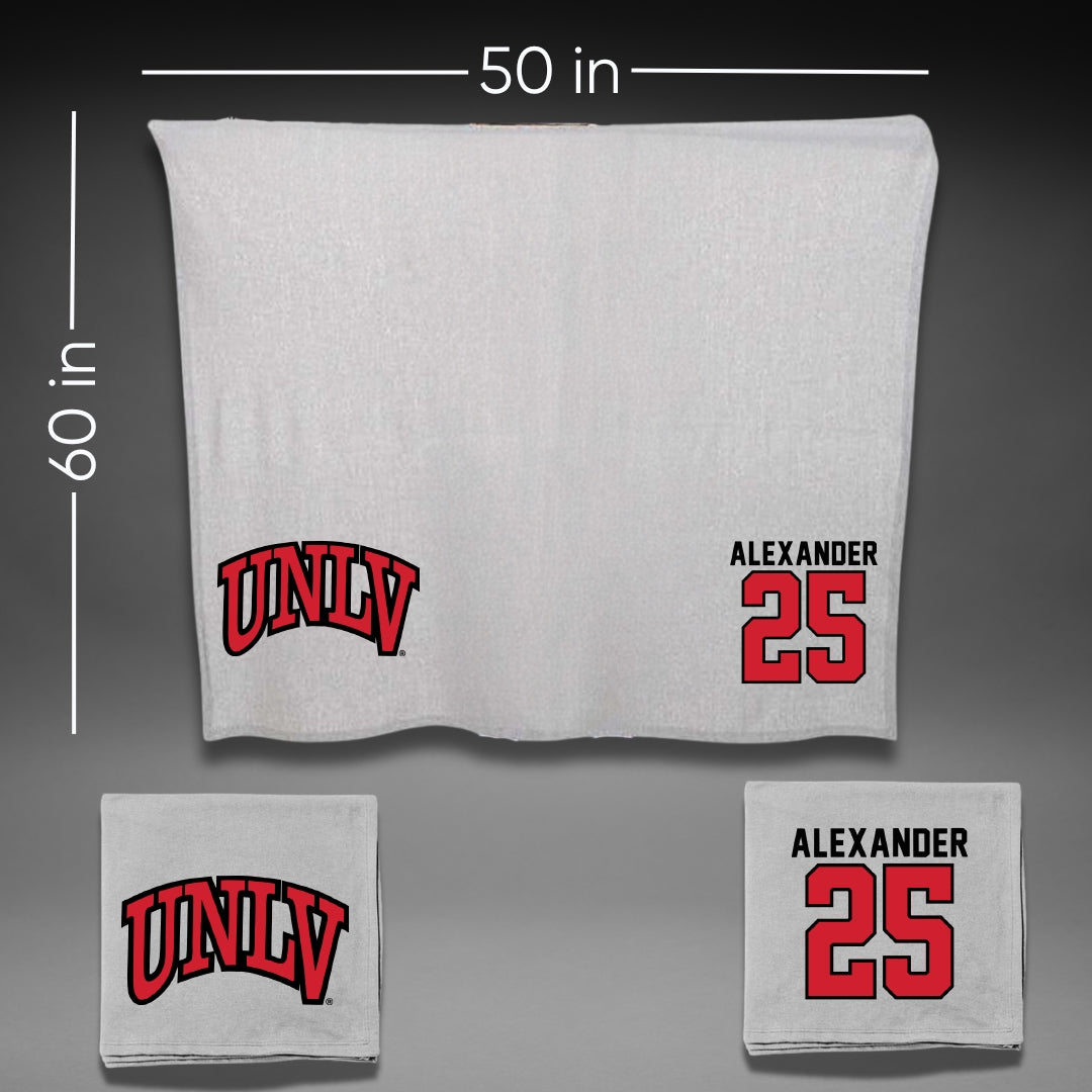 University of Nevada-Las Vegas Basketball Gray Rebels Blanket - #25 Aaliyah Alexander