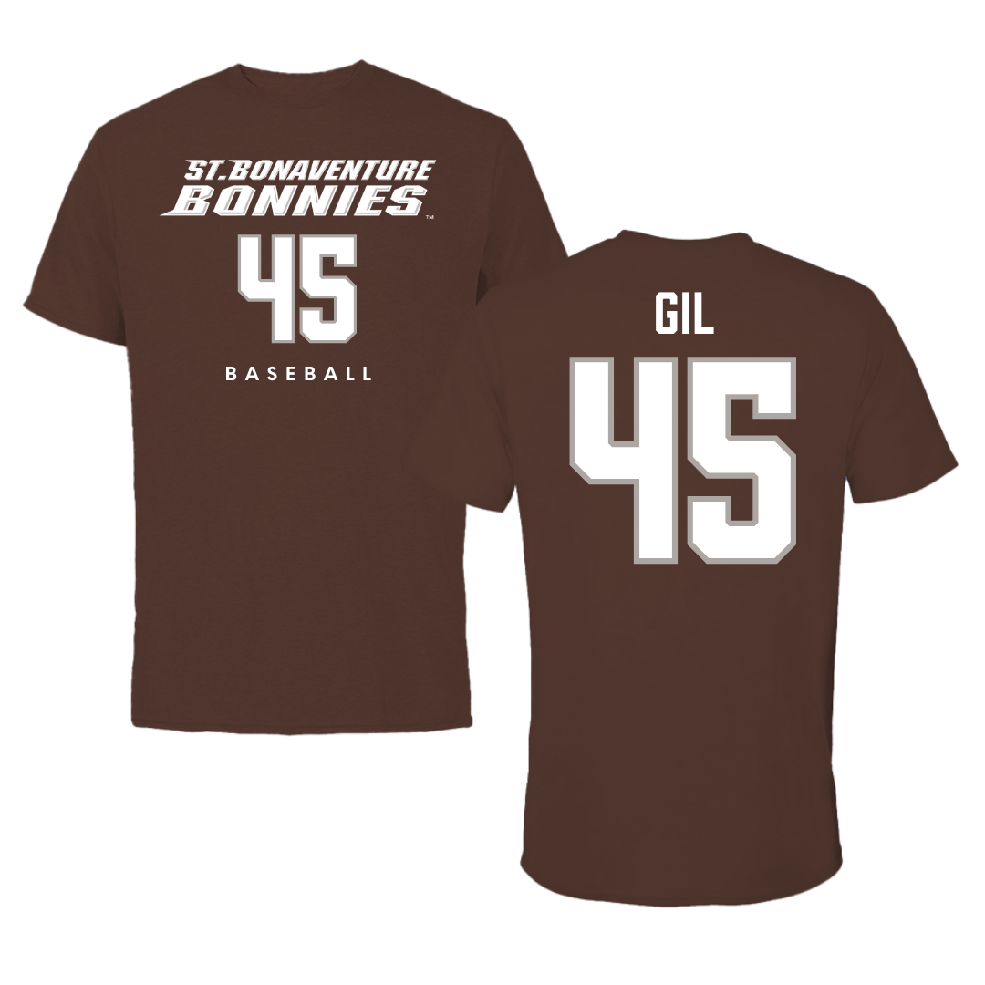 St. Bonaventure University Baseball Brown Tee - #45 Samuel Gil