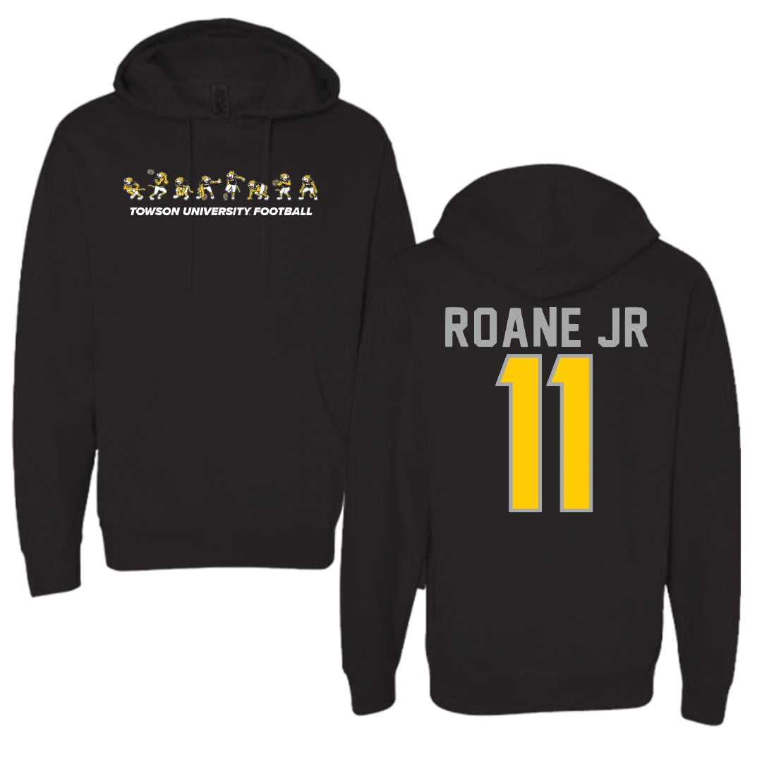 Towson University Football Black Cartoon Doc Team Hoodie - #11 Rodney Roane Jr