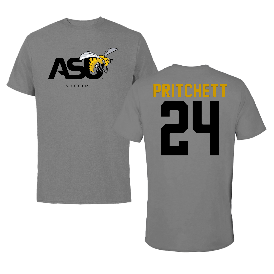 Alabama State University Soccer Dark Gray Tee - #24 Ania Pritchett
