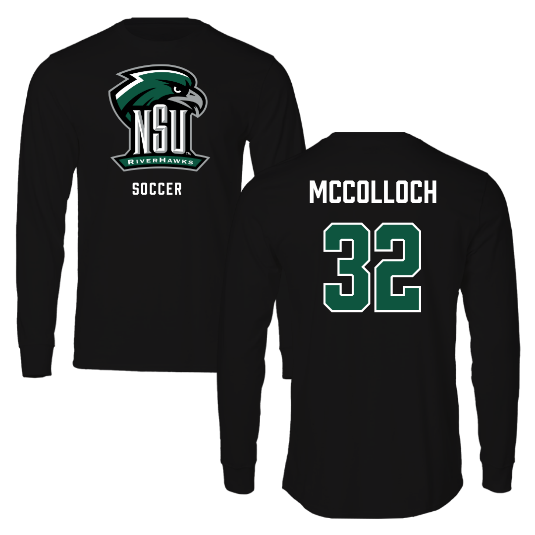 Northeastern State University Soccer Black Performance Long Sleeve - #32 Cameron McColloch