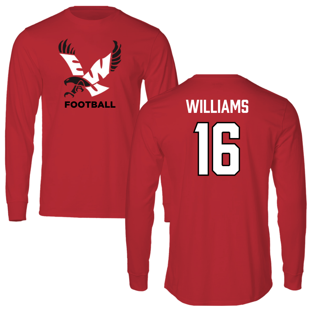 Eastern Washington University Football Red EWU Long Sleeve - #16 Miles Williams