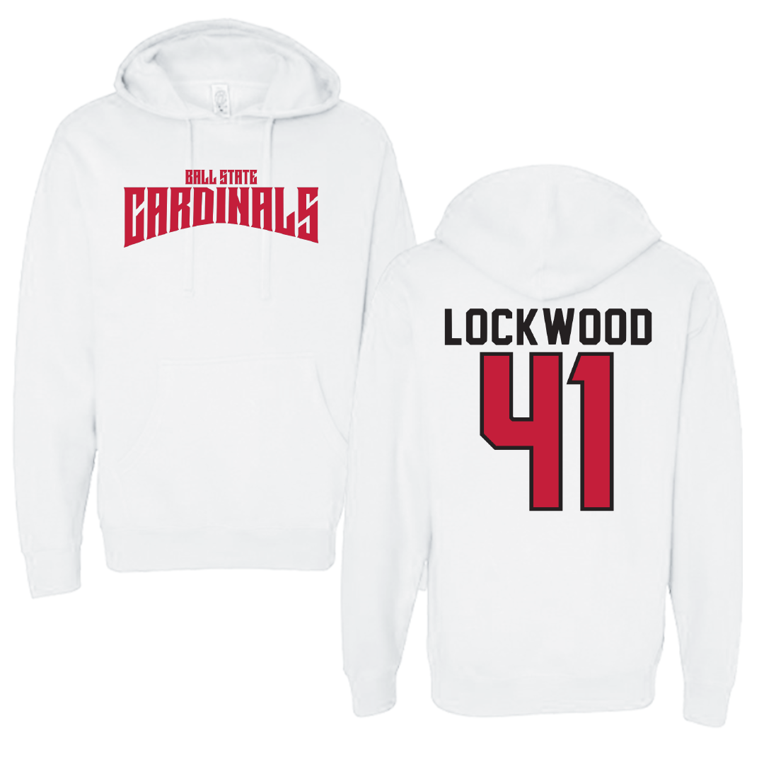 Ball State University Baseball White Classic Hoodie - #41 Caden Lockwood