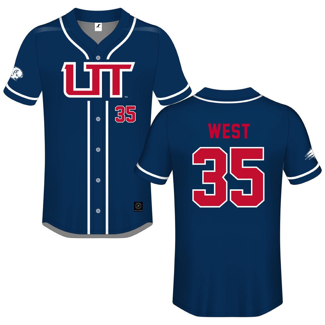 Utah Tech University Blue Button-Down Jersey - #35 Dakoda West