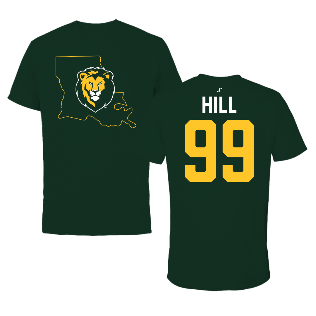 Southeastern Louisiana University Football Forest Green State Tee - #99 Charles Hill