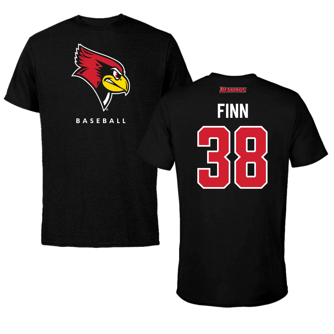 Illinois State University Baseball Black Performance Tee - #38 Jack Finn
