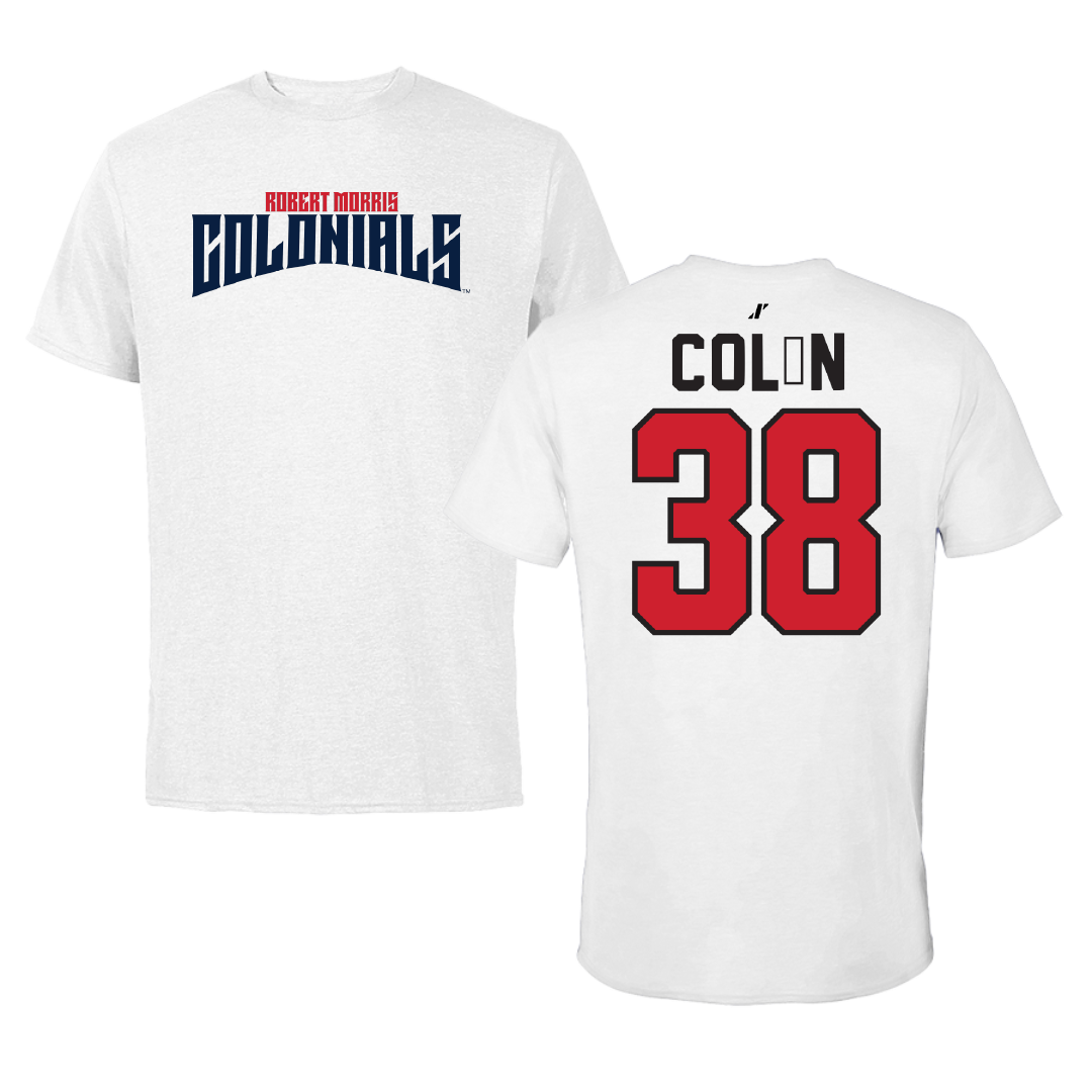 Robert Morris University Lacrosse White Classic Tee - #38 Sam Colón