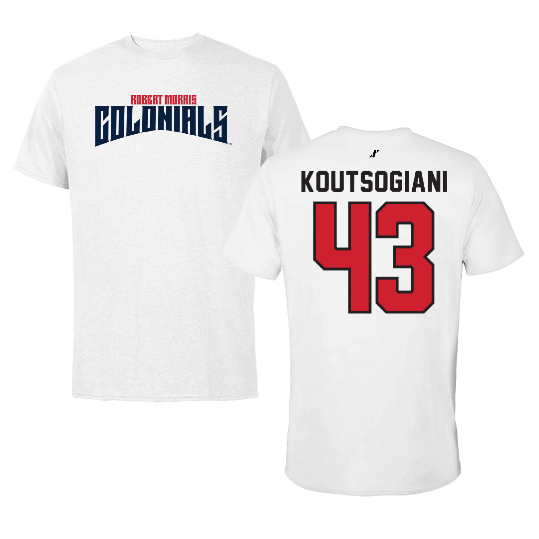Robert Morris University Softball White Classic Performance Tee - #43 Alaina Koutsogiani