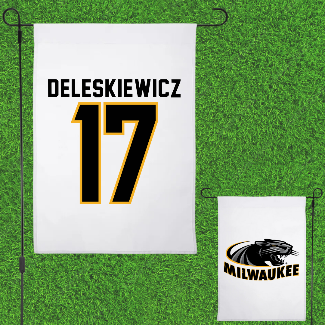 University of Wisconsin-Milwaukee Baseball White Garden Flag - #17 Tyler Deleskiewicz