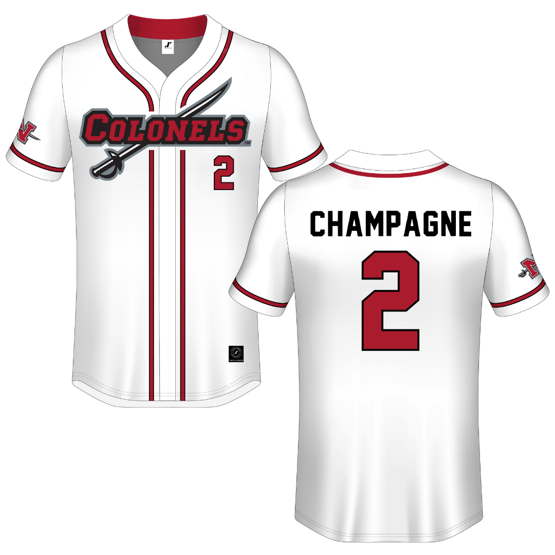 Nicholls State University White Button-Down Jersey - #2 Mckenzie Champagne