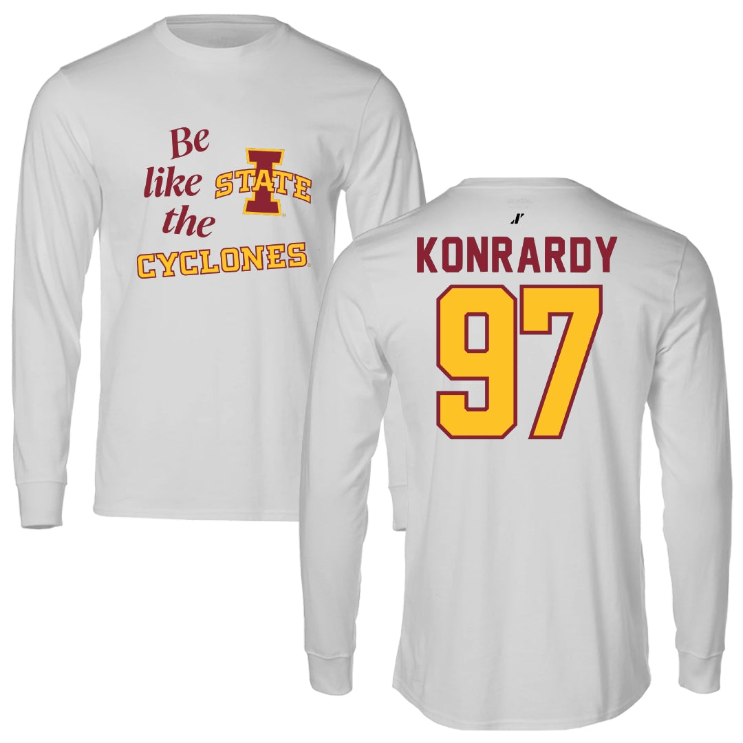 Iowa State University Football Light Gray Be Like Us Long Sleeve - #97 Kyle Konrardy