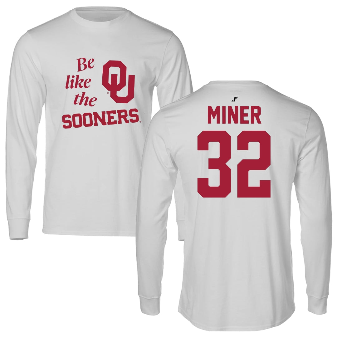 University of Oklahoma Baseball Light Gray Be Like Us Performance Long Sleeve - #32 Jace Miner
