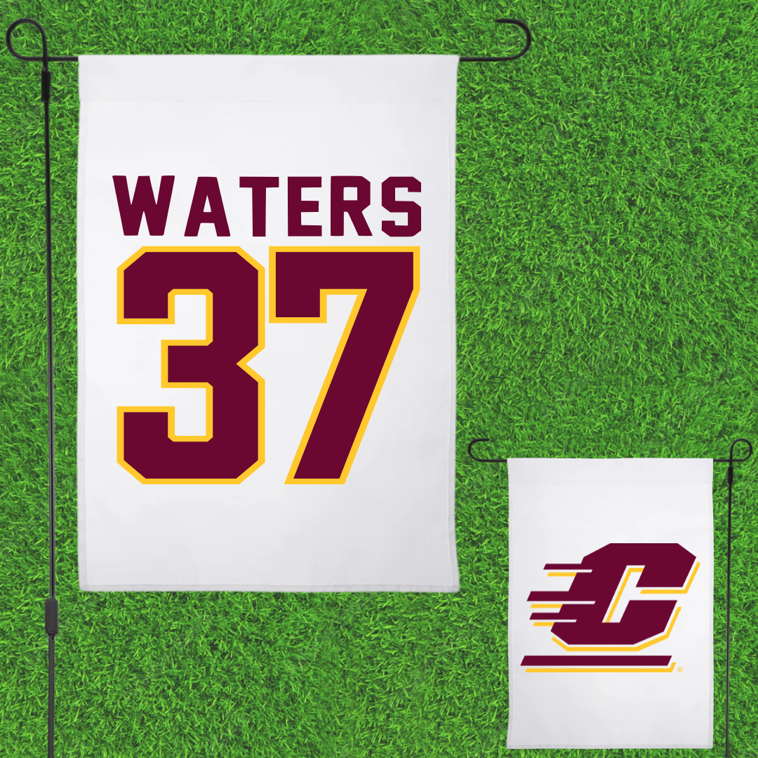 Central Michigan University Baseball White Garden Flag - #37 Evan Waters