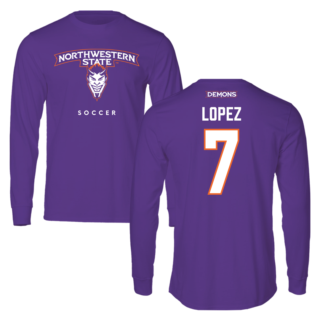 Northwestern State University Soccer Purple Performance Long Sleeve - #7 Sabrina Lopez