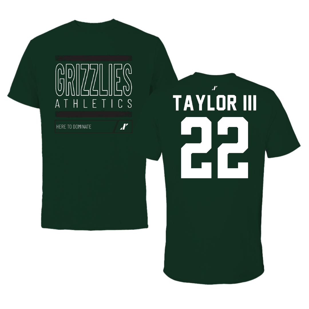 Adams State University Football Forest Green Dominate Performance Tee - #22 Dervin Taylor III