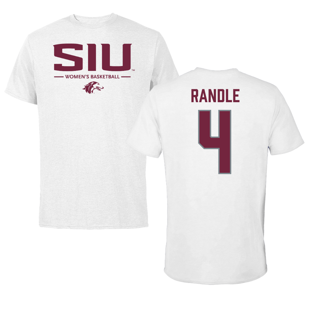 Southern Illinois University at Carbondale Basketball White Performance Tee - #4 Laniah Randle