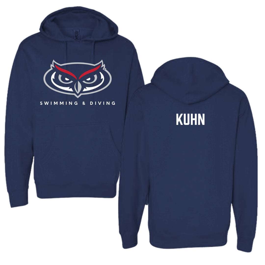 Florida Atlantic University Swimming & Diving Navy Mascot Hoodie - Trevor Kuhn