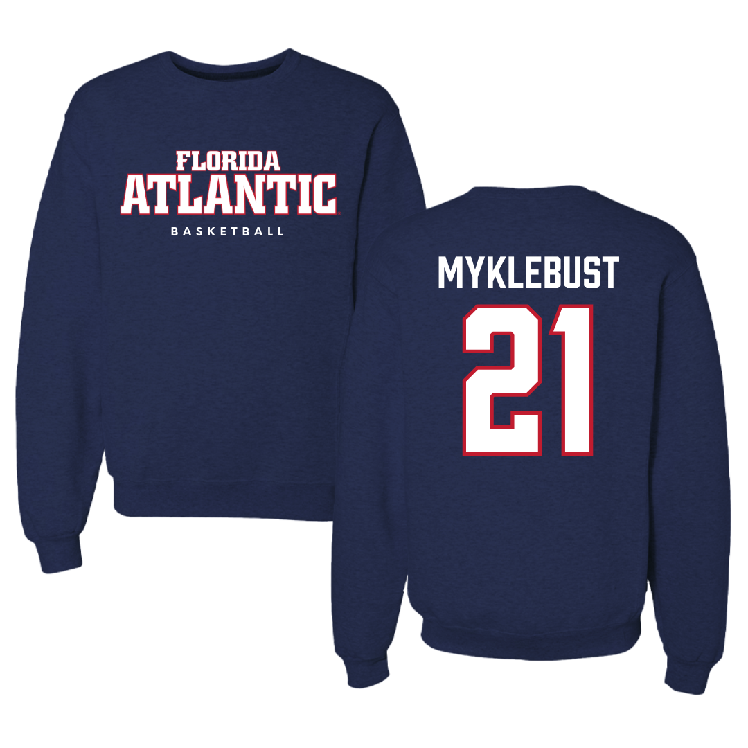Florida Atlantic University Basketball Navy Crewneck - #21 Maria Myklebust