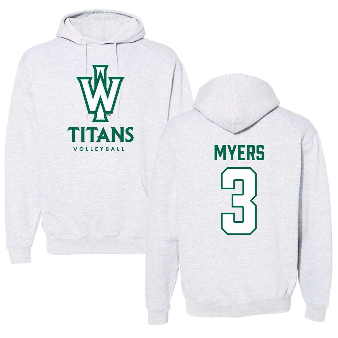 Illinois Wesleyan University Volleyball Gray Hoodie - #3 Ryan Myers