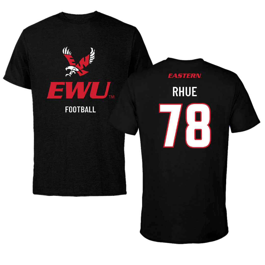 Eastern Washington University Football Black EWU Performance Tee - #78 Gabe Rhue