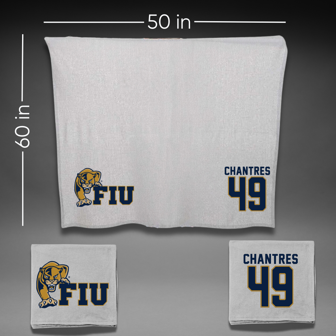 Florida International University Baseball Gray Blanket - #49 Lucas Chantres