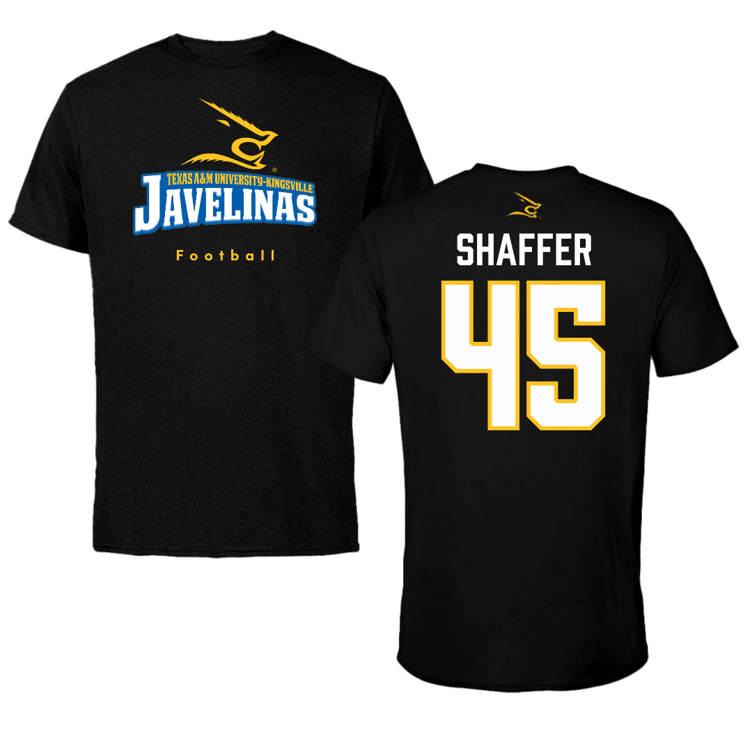 Texas A&M University-Kingsville Football Black Tee - #45 Luke Shaffer