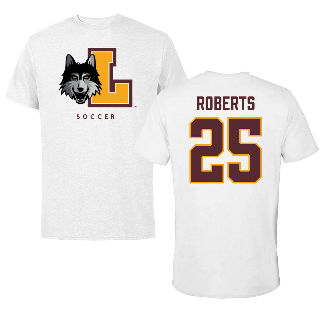 Loyola University-Chicago Soccer White Performance Tee - #25 Emily Roberts