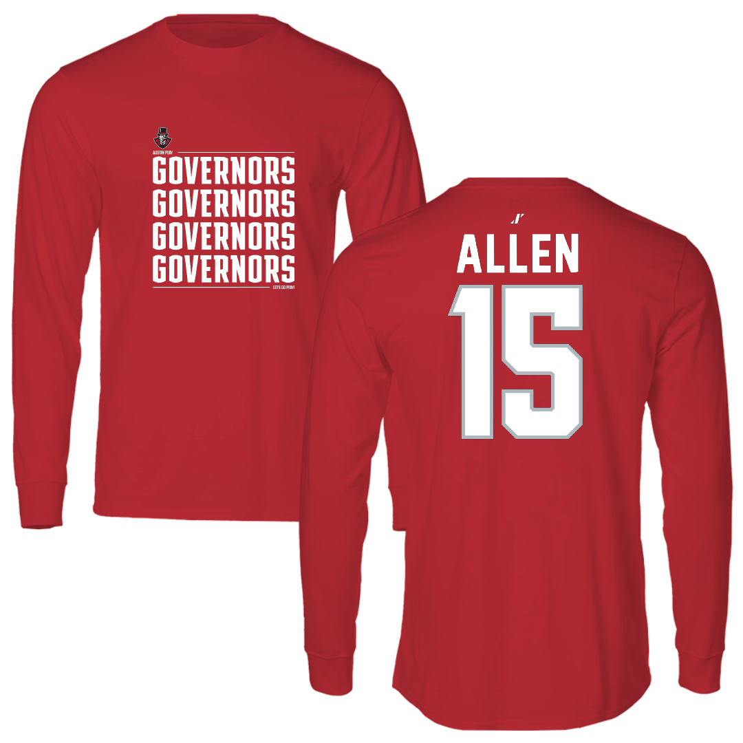 Austin Peay State University Football Red General Long Sleeve - #15 Chase Allen