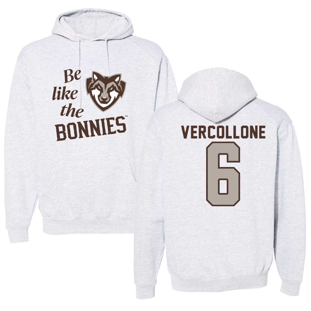 St. Bonaventure University Baseball Light Gray Be Like Us Hoodie - #6 Conner Vercollone