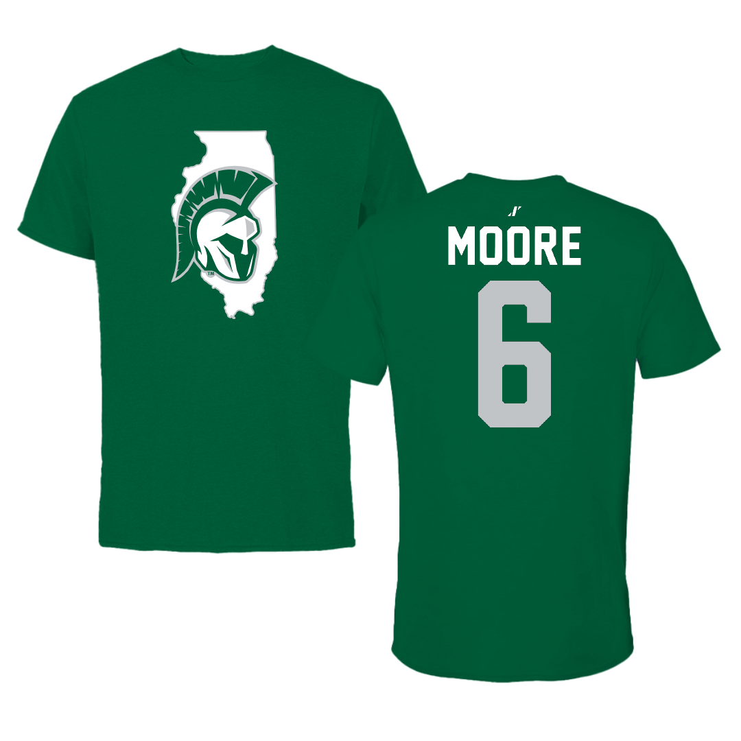 Illinois Wesleyan University Football Green State Tee - #6 Tre Moore