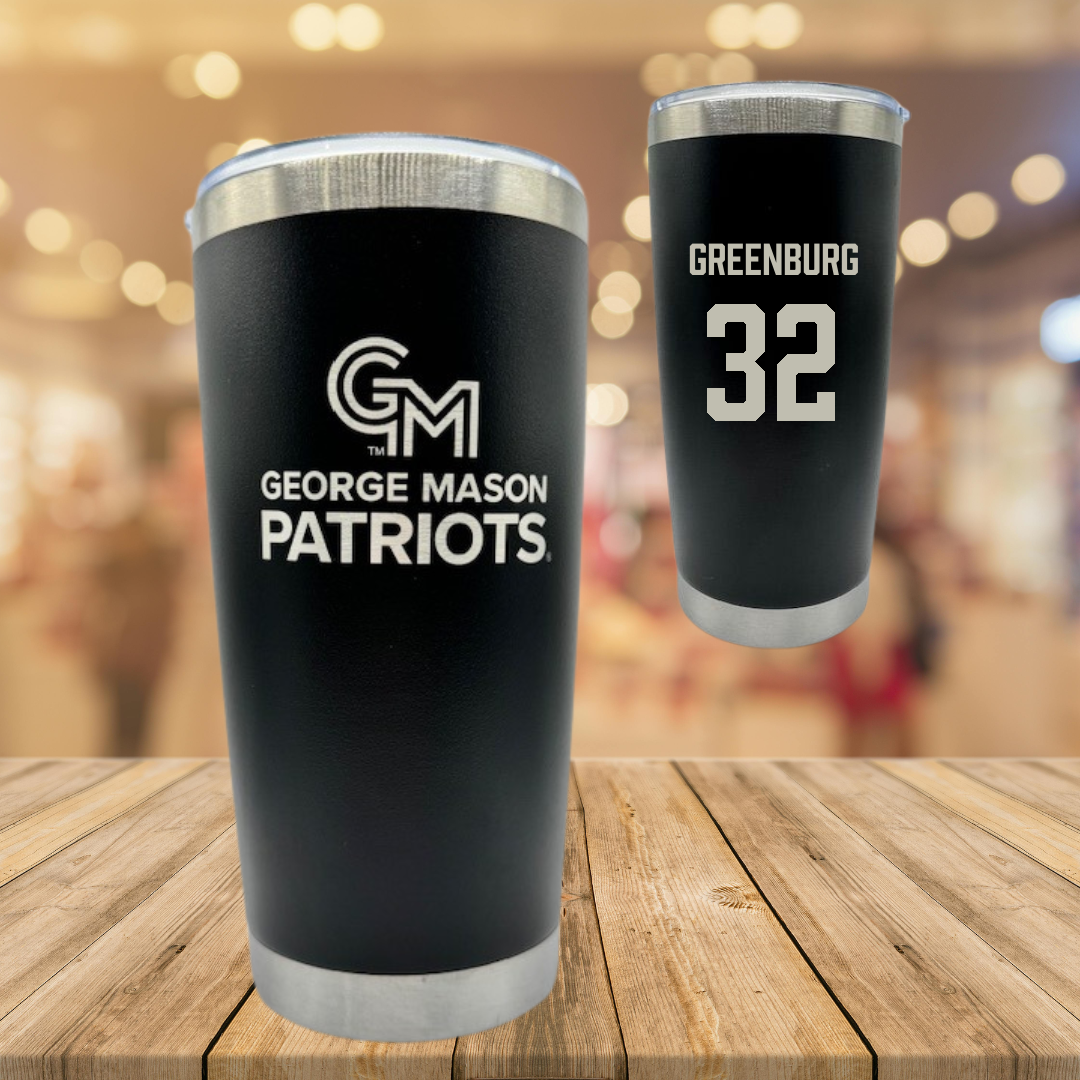George Mason University Basketball Black Stainless Steel Tumbler - #32 Page Greenburg