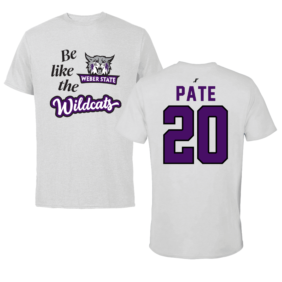 Weber State University Football Light Gray Be Like Us Tee - #20 Montae Pate