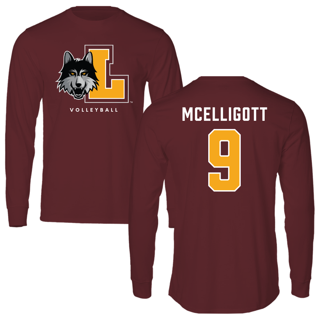 Loyola University-Chicago Volleyball Maroon Mascot Long Sleeve - #9 Ryan McElligott