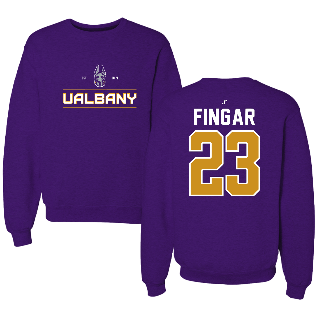 University at Albany Lacrosse Purple General Crewneck - #23 Conner Fingar