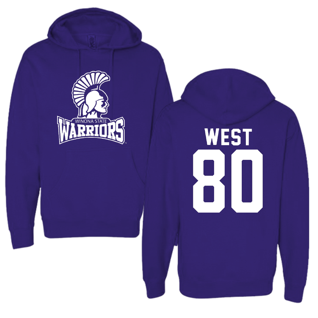 Winona State University Football Purple Hoodie - #80 Jaylen West